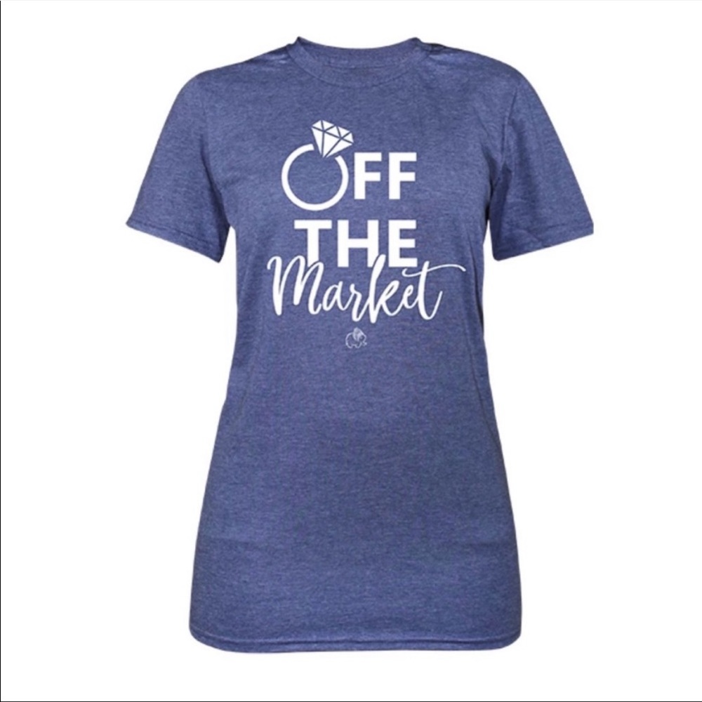Simply Faithful’ Off The Market’ Women’s Heathered Blue Short Sleeve Tee